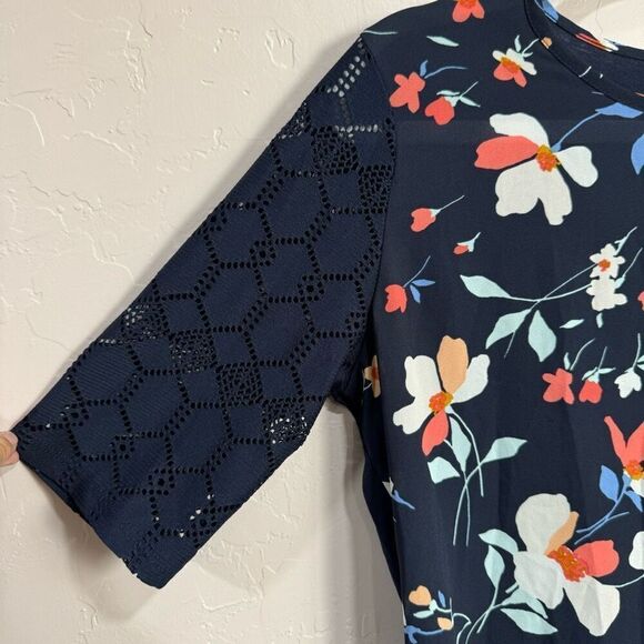 Van Heusen Navy Floral Blouse - Picture 2 of 4